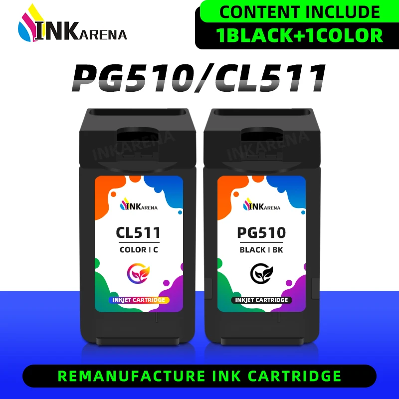 

Inkarena PG510 CL511 Cartridge Replacement for Canon PG 510 CL 511 PG-510 Ink Cartridg For Pixma IP2700 MP240 MP250 MP260 MP280