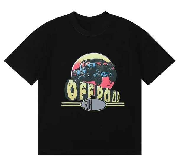 2026 new American retro circular emblem pattern T-shirt - Men's and Women's Printed Casual Short Sleeve Shirt