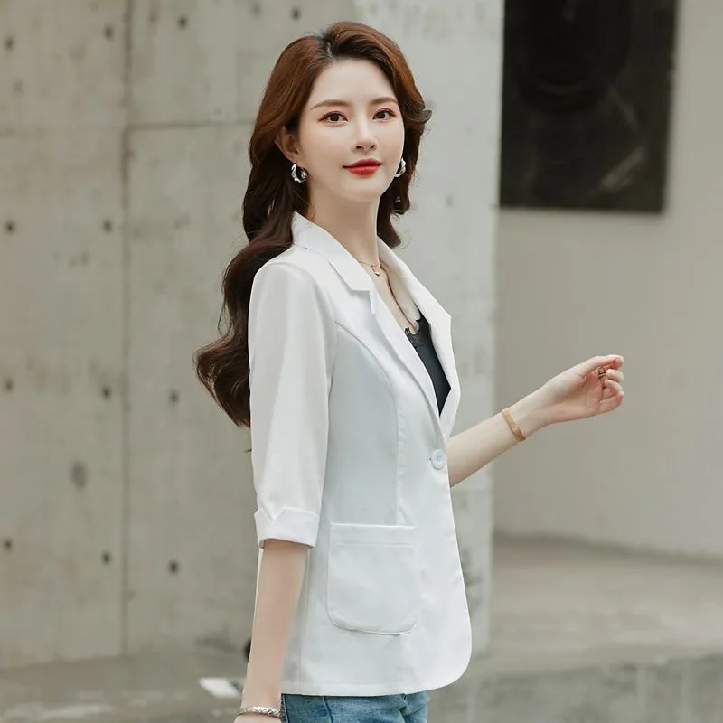 

Women'S Clothing Trend 2025 Blazer Woman Lattice Strech Layer Front Popular Seasonal Soft Youthful Topcoat Aura Welt Wrap-Around