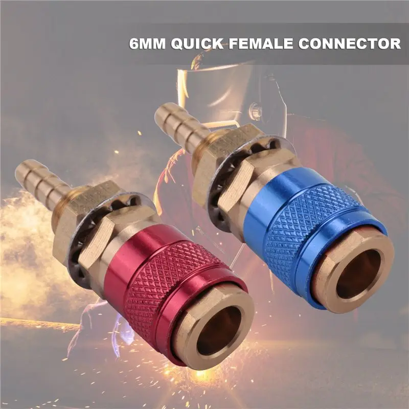 AEE3-2Pcs Water Cooled Air Cooled Gas Water Adapter Quick Connector Fitting For MIG TIG Welding Torch Plug, Blue+Red