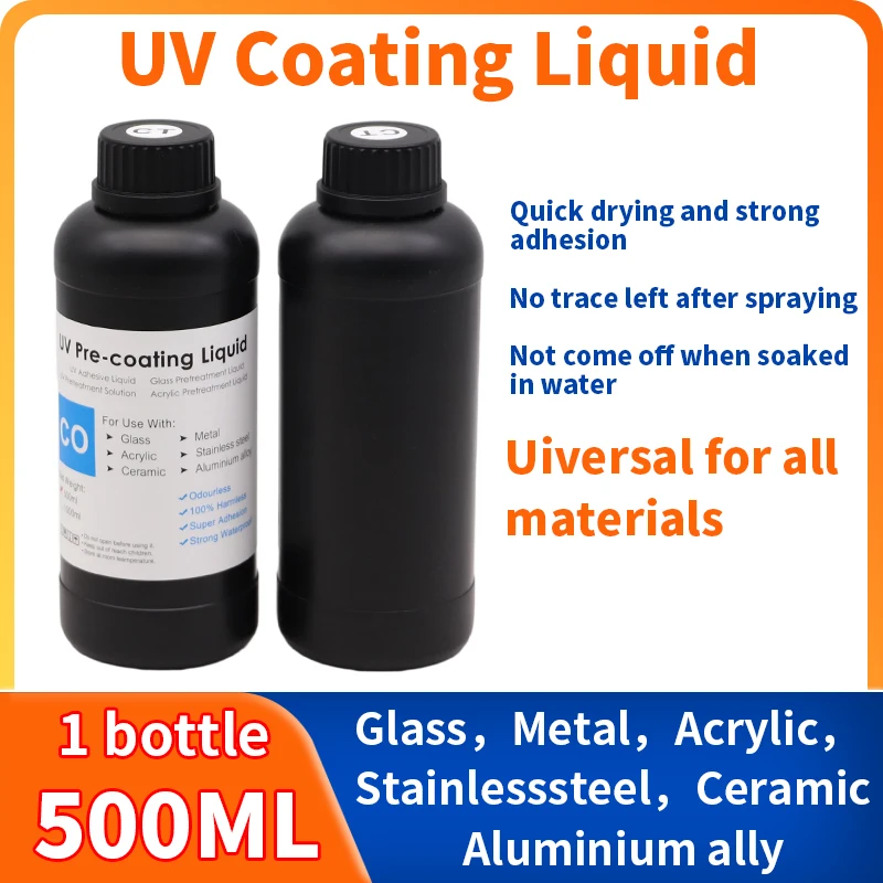 UV Pre-Coating Primer For UV Flatbed Printer Curing Ink For Printing on Acrylic Metal Wood and Glass Ceramic UV Coating Liquid