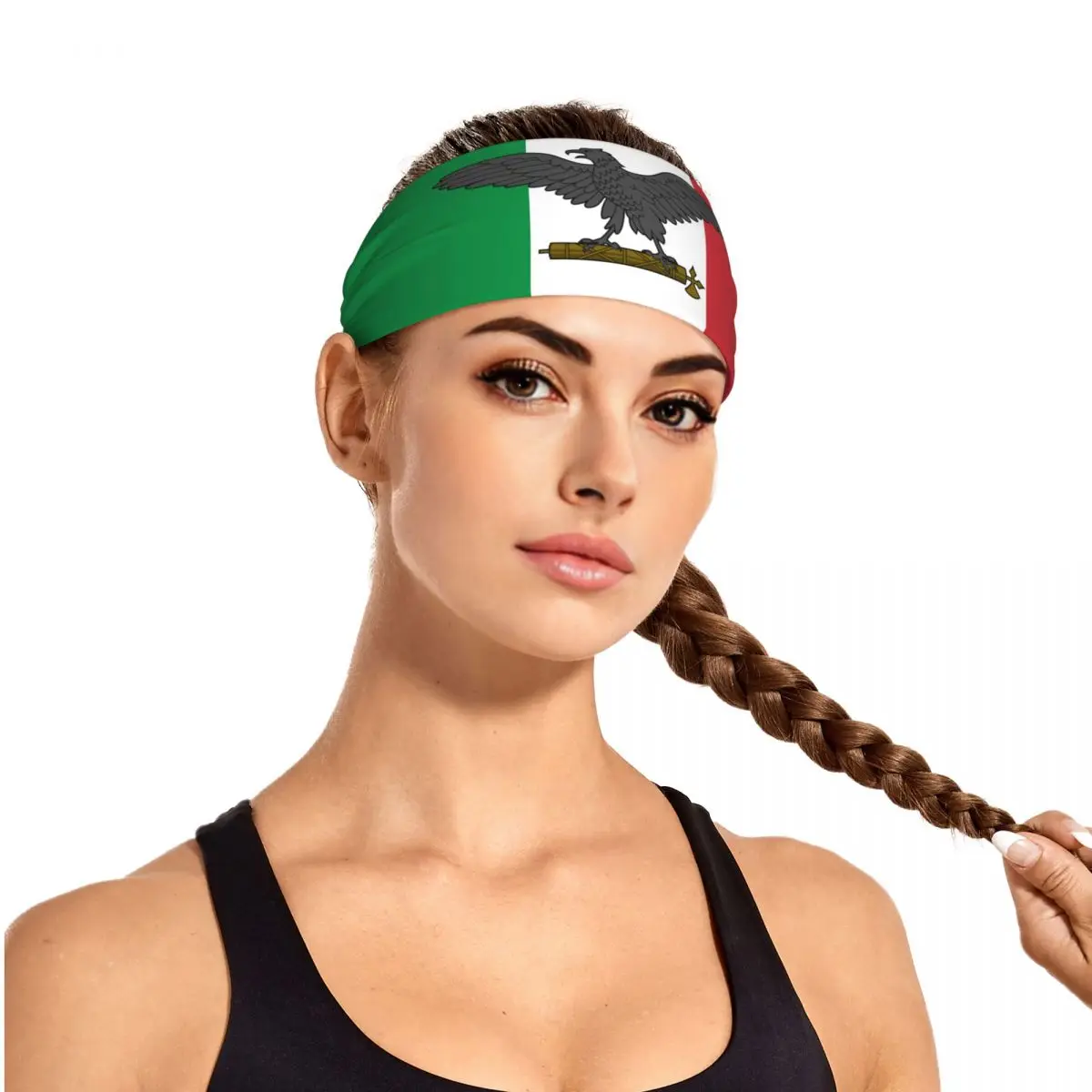 War Flag Of The Italian Social Republic Elastic Hair Band Yoga Headband Makeup Hair Hoop Headwrap