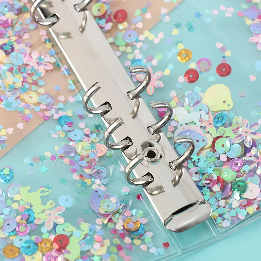 Loose-Leaf Notebook Shell Top-Grade PVC Sequin Binder Cover for Loose- Notepads Planners Dustproof Office School Ready