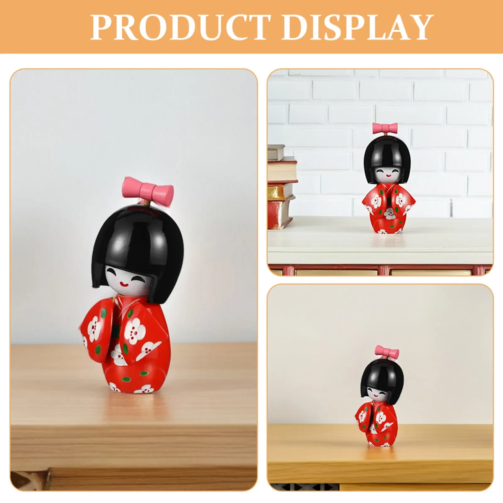 Hand Carved Japanese Kimono Wooden Statue Traditional Asian Home Decor Japanese Restaurant Ornaments Desktop Decoration