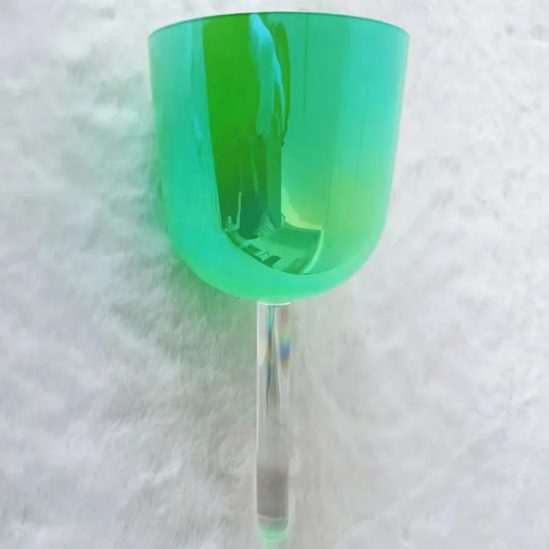 Campana tibetana in cristallo colorato, manico per alchimia, ciotola tibetana in cristallo di quarzo