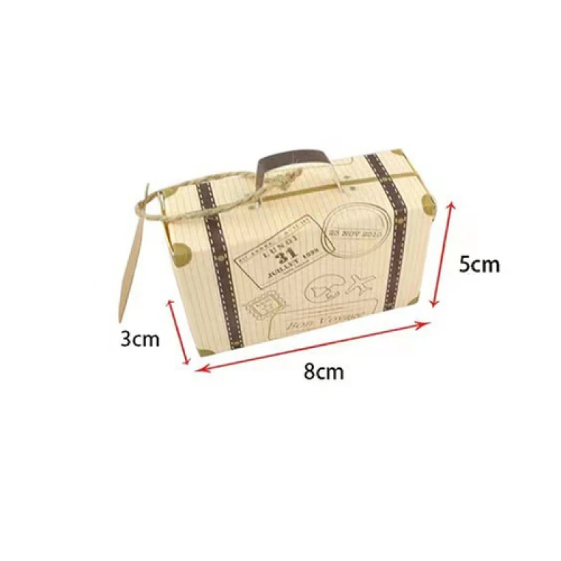 50pcs Mini Suitcase Candy Box Kraft Paper Gift Boxes Wedding Birthday Party Decoration Supplies Christmas Gift Packaging Boxs