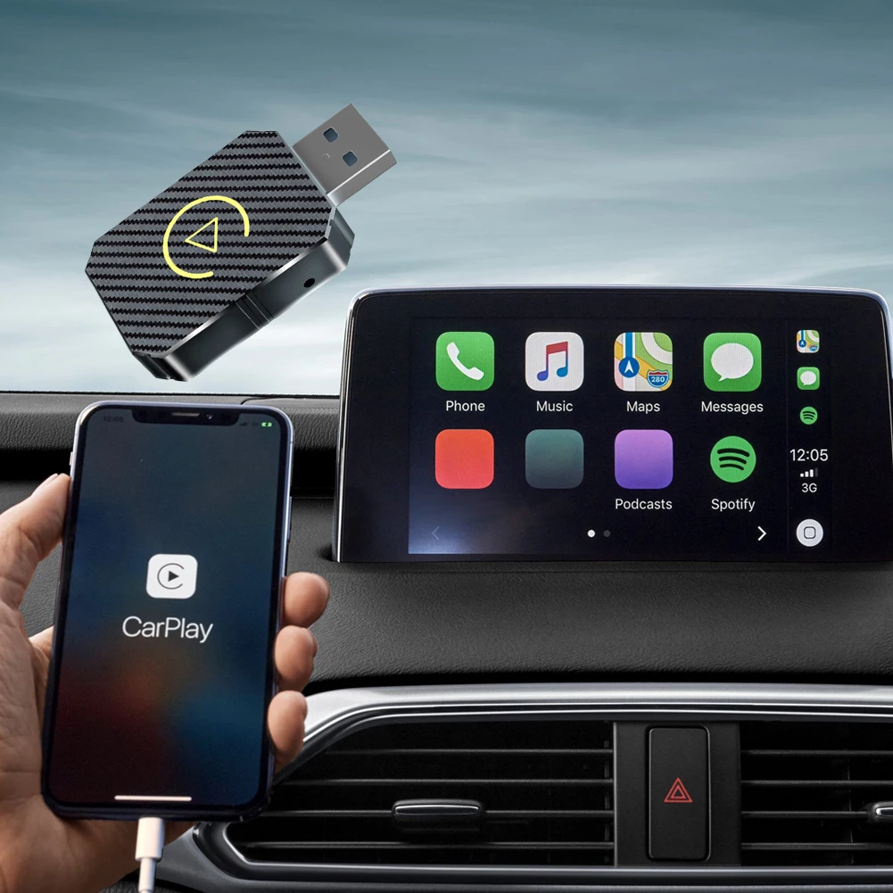 Adaptor Wireless Carplay Android Auto Plug&Play 2 in 1 Mini Box BT CarPlay AI Box untuk Mobil OEM dengan CarPlay/Android Auto Berkabel