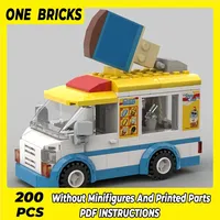 Moc Building Blocks Car Model Cute Ice Cream Truck Technical Bricks DIY Assembly Construction Toys For Child Holiday Gifts