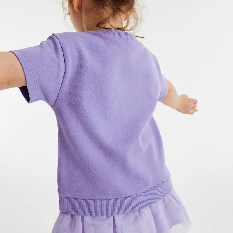 Girls Cute Short Sleeved Dress for Spring and Summer Children Clothing 2026 New Round Neck Embroidered Mesh Dress