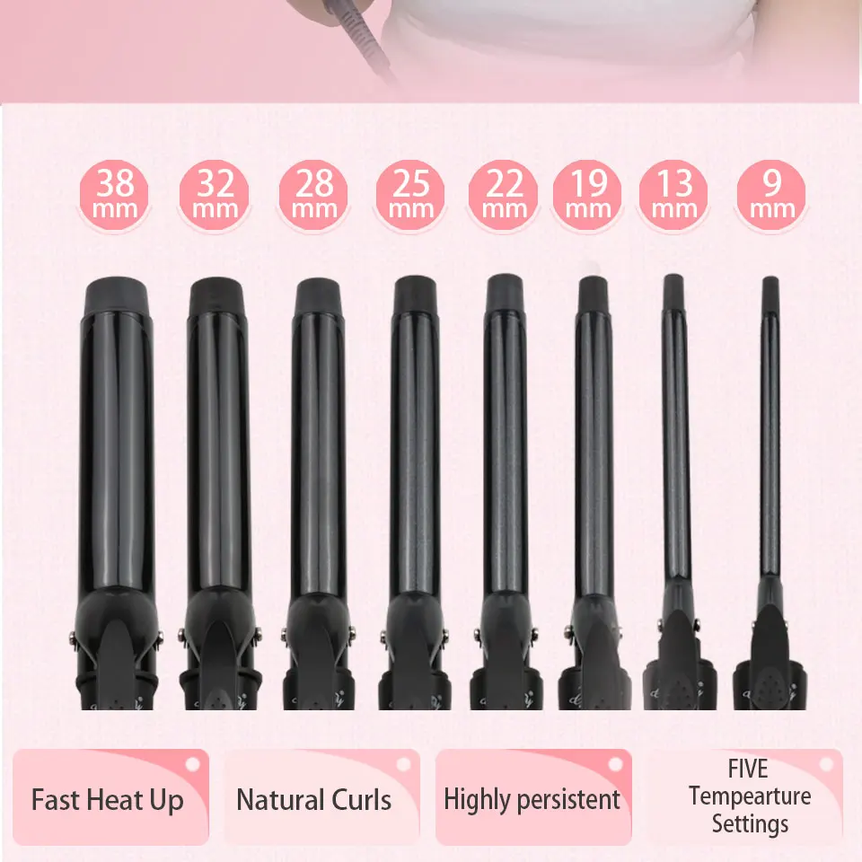 Ceramic Hair Curler 9 mm Wand Curling Iron Professional Hair Curlers With Dual Voltage