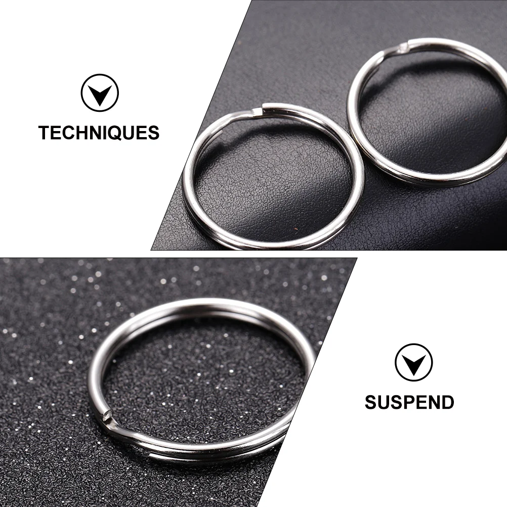24 Pcs Key Ring Keychain Car Keys Flat Split Chains Rings Metal Circle Silver Round