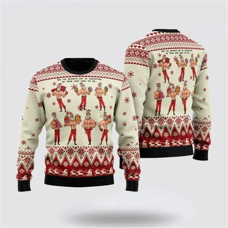 2025 fashion funny ugly Christmas sweater men's clothing hip-hop bar party men's sportswear casual men's pullover Christmas spor