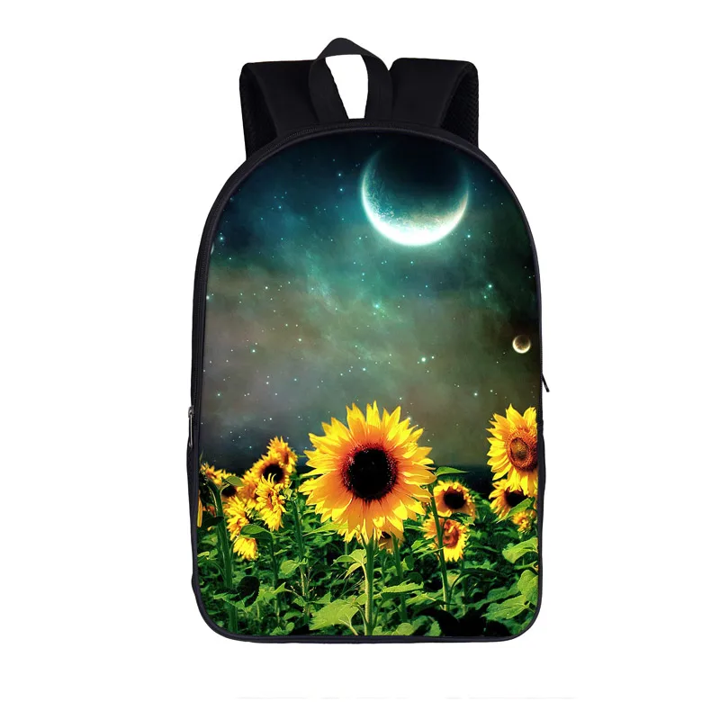 

Luxury Novelty Famous Sunflowers starry night Notebook Backpacks pupil School Bags 3D Print Oxford Waterproof Laptop Backpacks