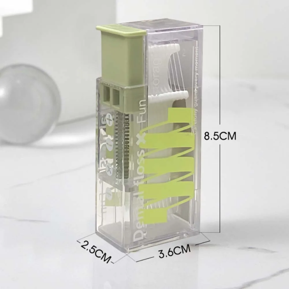 Pocket Size Dental Floss Dispenser 2.5x3.6x8.5cm with 10 Floss Picks Self Popping Toothpick Holder Easy to Carry