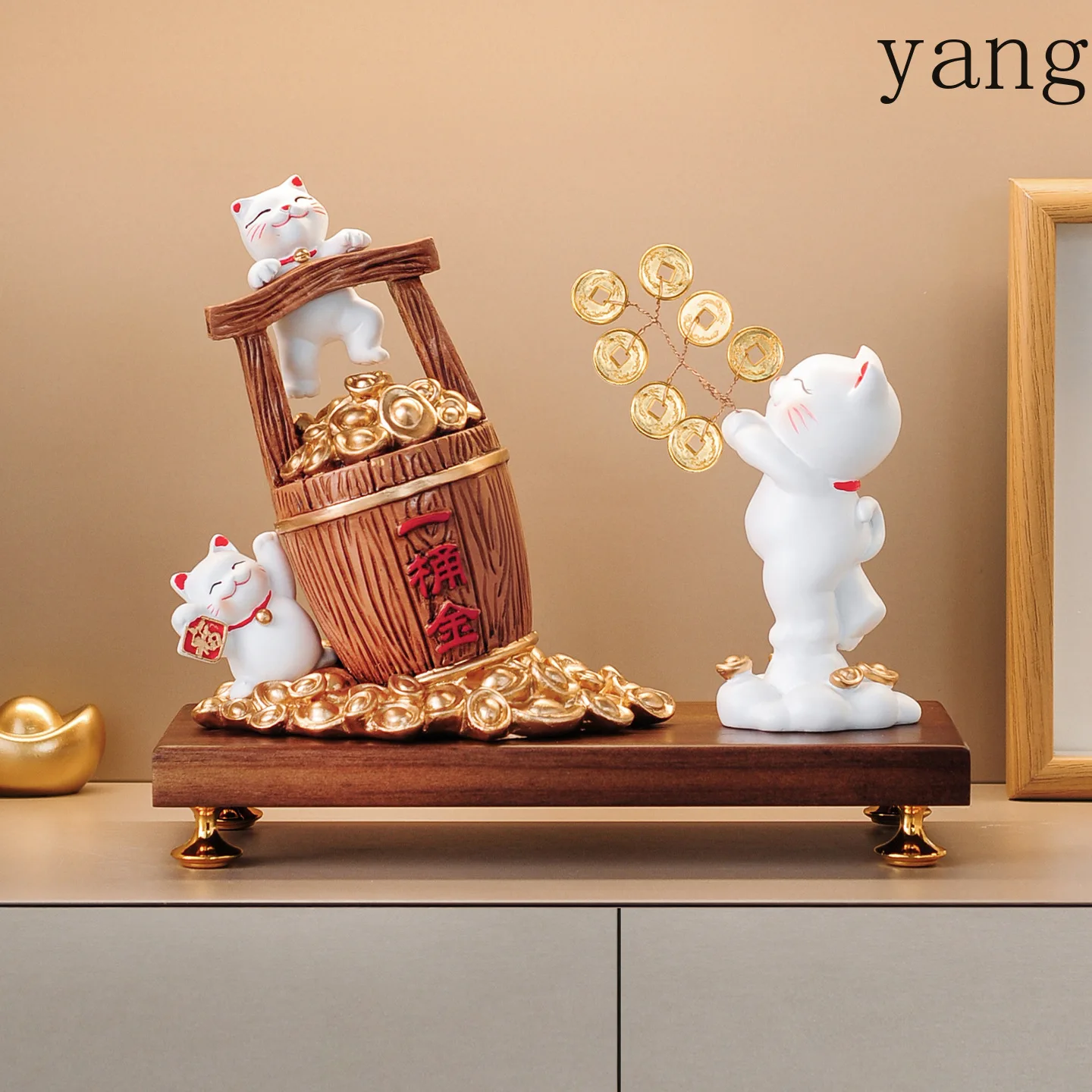 CX Lucky Nafu, a bucket of gold ornaments, living room TV cabinet wine cabinet decorations