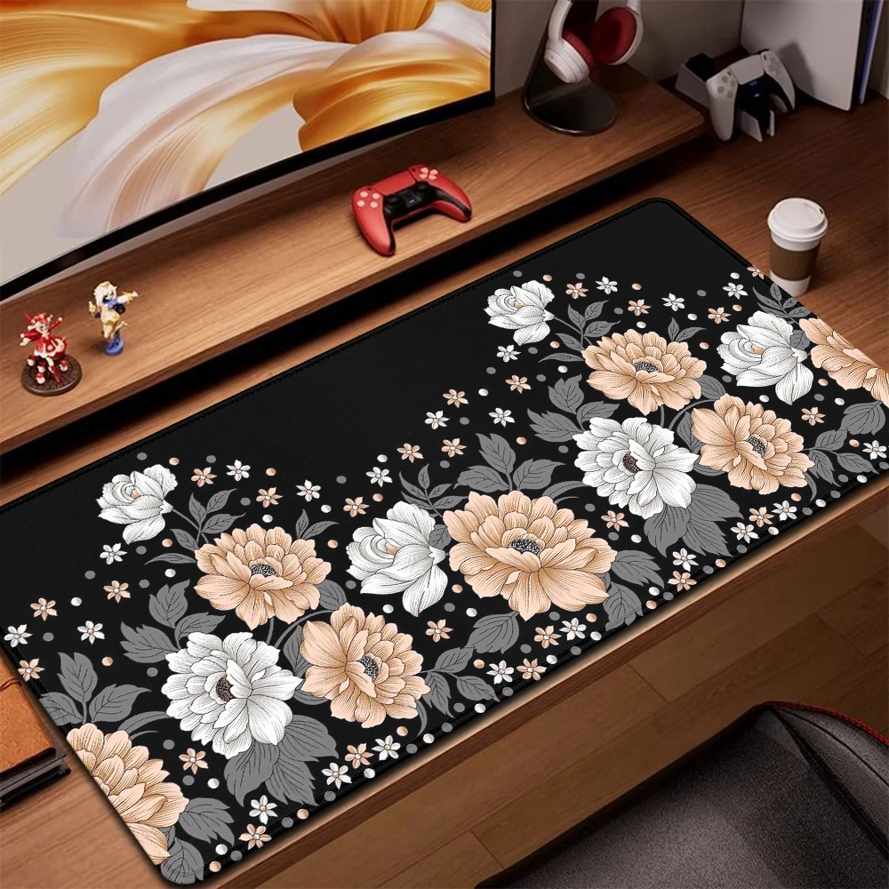 Desk Pad for Computer Mouse Flower Drawing Table Mat Gaming Mousepad Gamer Deskpad Big Mousepepad Desktop Accessories Mats