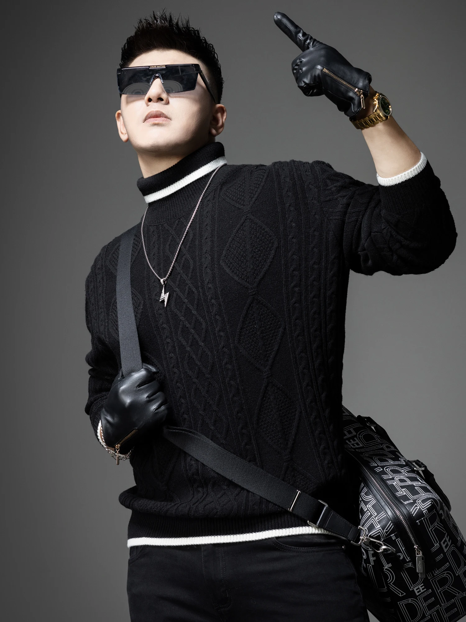 

Men's Thiened High Collar Knitted Sweater Faionable Urban Sle Winter Base Layer Warmth Comfortable Fit Ne Design Geom...