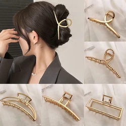 Fashion Metal Geometric Hair Claw For Women Girls Elegant Gold Silver Color Cross Hair Clips Bath Crab Hair Accessories Headwear