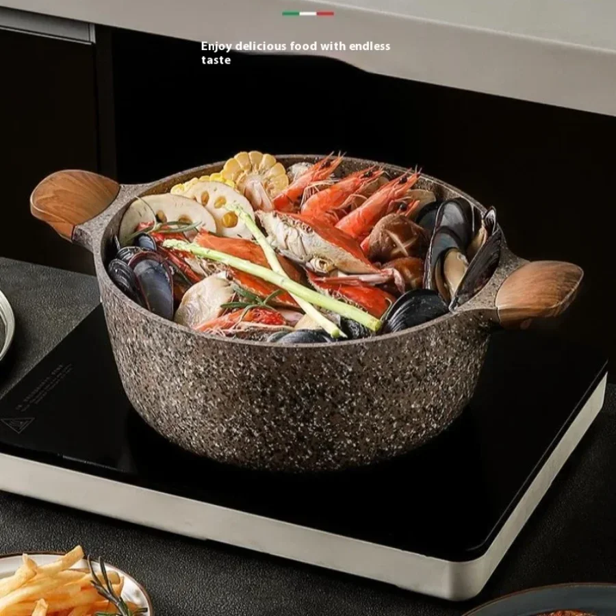 

Granite Maifanshi Soup Pot Non-stick Pot Household Soup Stew Induction Cooker Gas Binaural Cooking Pot
