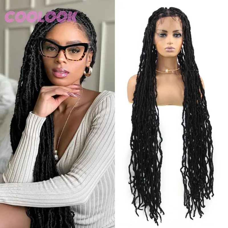 

Braids Wigs Butterfly Locs Synthetic Full Lace Front Wigs For Black Women 40Inch Long Passion Twist Box Braided Lace Wig on Sale