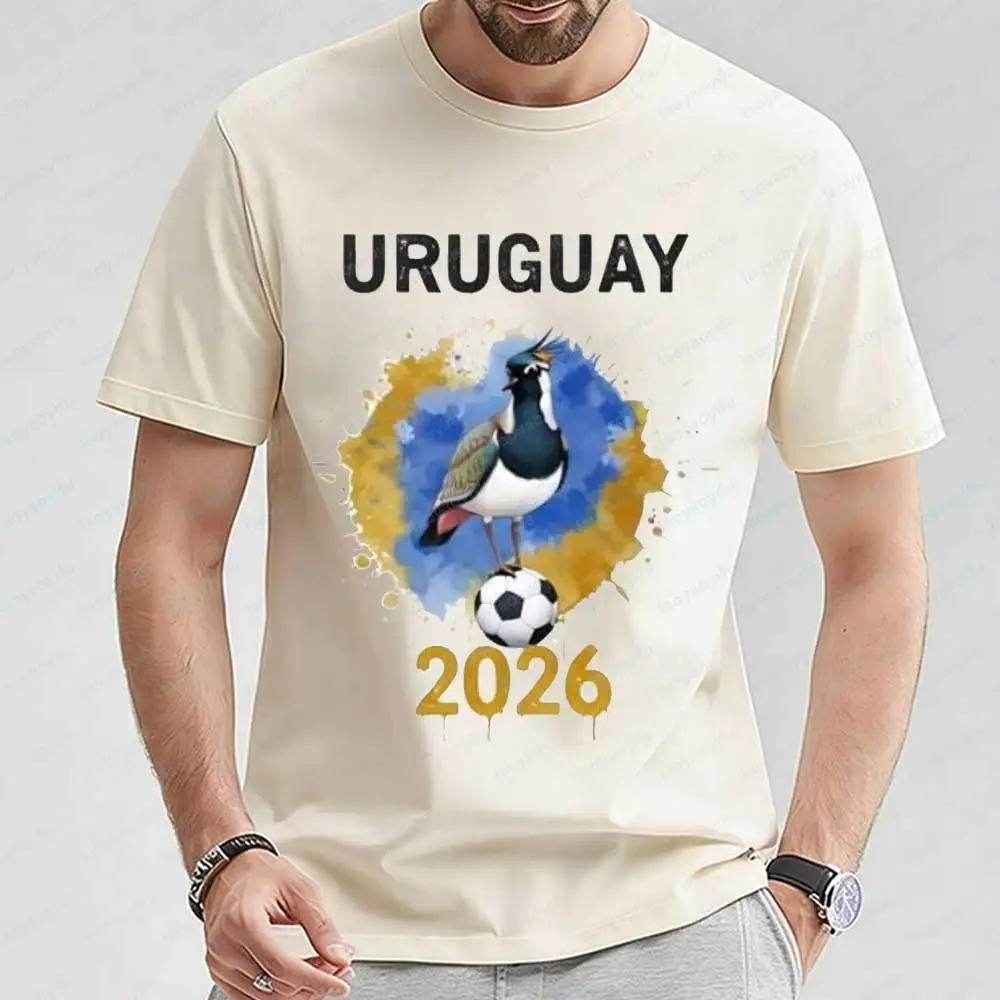 

Unisex Uruguay 2026 Soccer Graphic T Shirt Lapwing Bird Print Short Sleeve Cotton Casual Tee for Sports Fans Regular Fit T Shirt