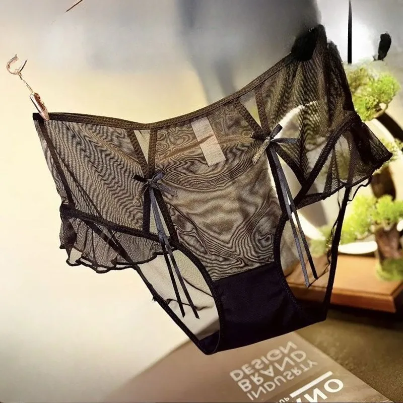 Sexy High Waist Comfortable Large Size Women's French Light Luxury Lace Soft Mesh Pants Triangular Transparent Leggings Women's
