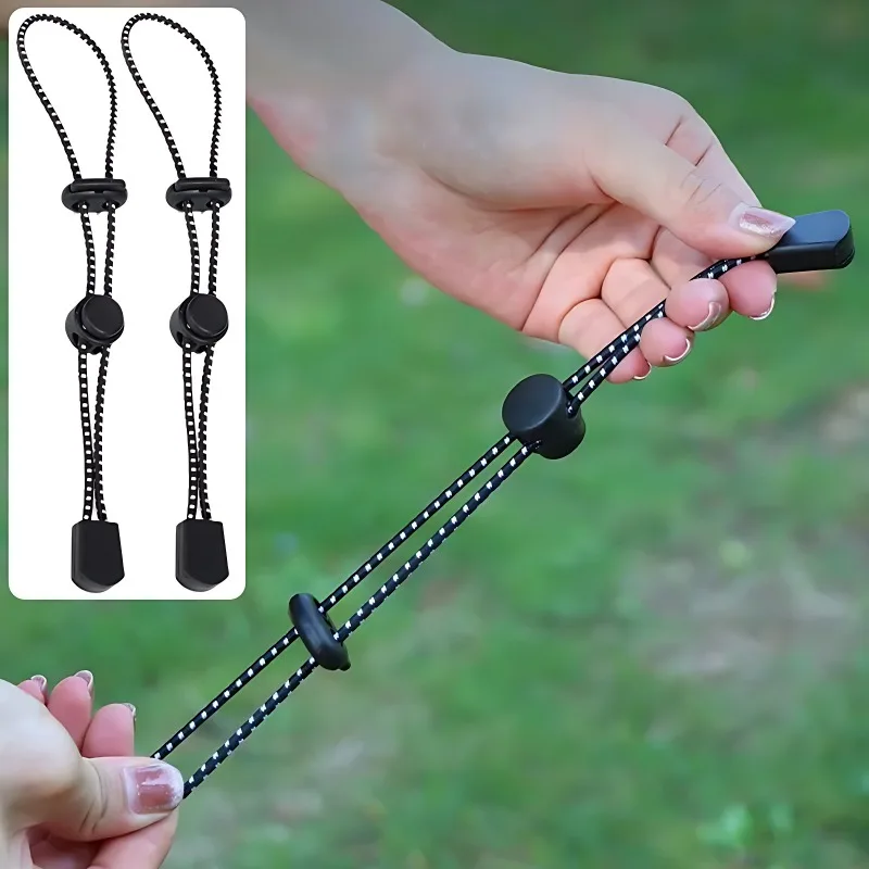 1/5pcs Elastic Rope Adjustable Backpack Walking Stick Holder Trekking Hiking Pole Fixing Tie Cord Rope Mountaineering Buckle