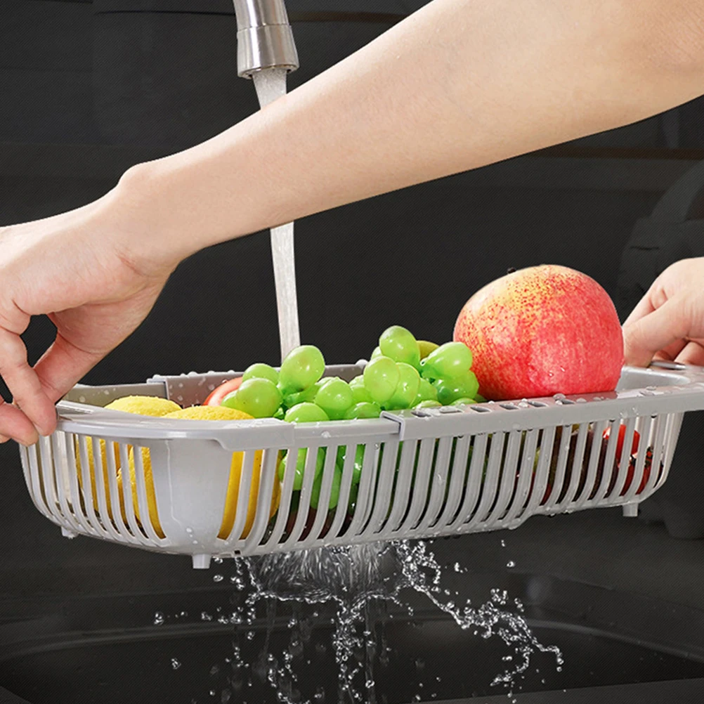 

2Pcs Kitchen Accessory Retractable Draining Basket Adjustable Sink Holder for Tableware Fruit Vegetables Storage Basket