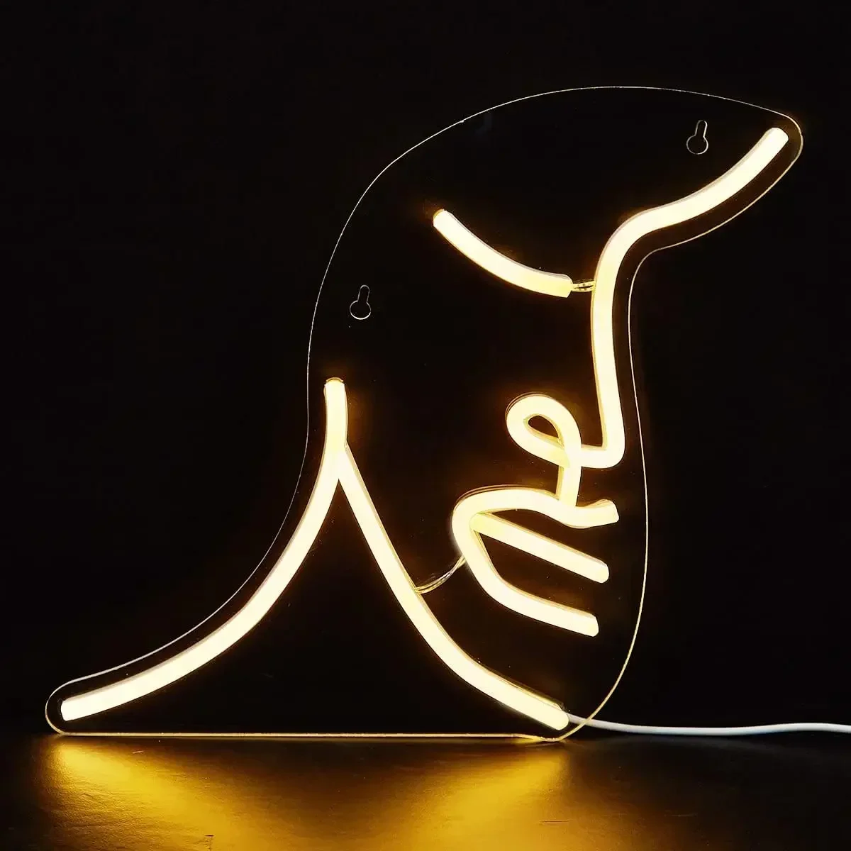 Abstract Face Neon Sign Warm White LED Wall Art Modern Line Art Glow USB Powered Dimmable Acrylic Lamp Living Room Decor