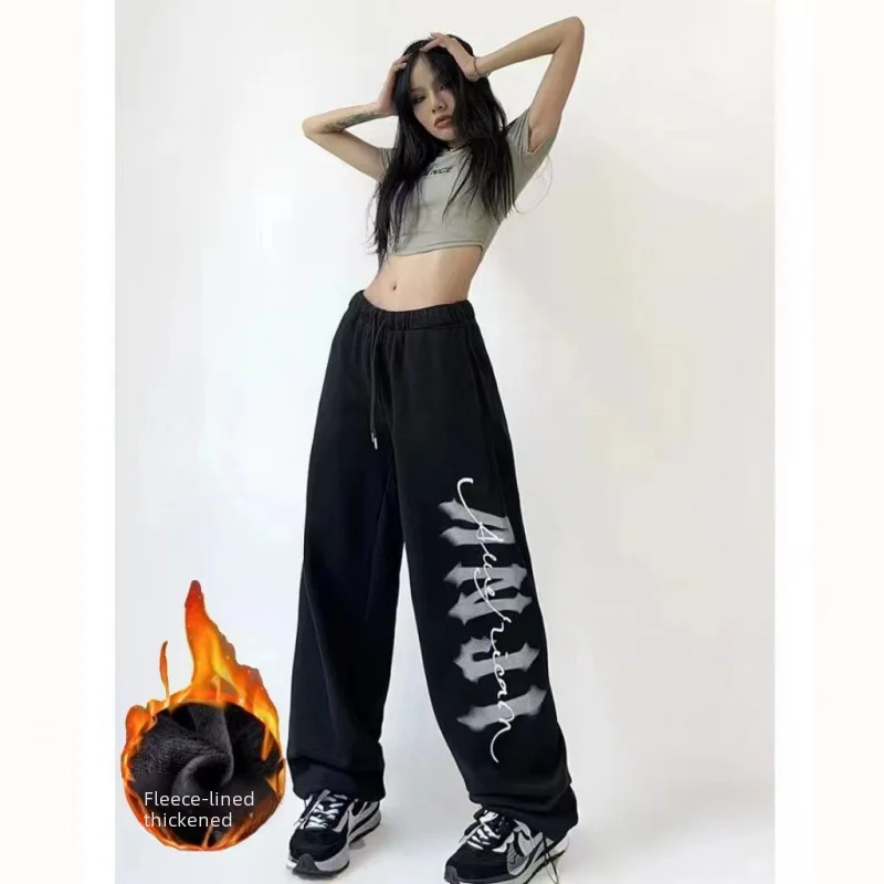 2022 Winter Casual Trendy Sweatpants Hip Hop Drawstring Jogging Pants Jazz Dance Printed Pants Ankle Length Fashionable