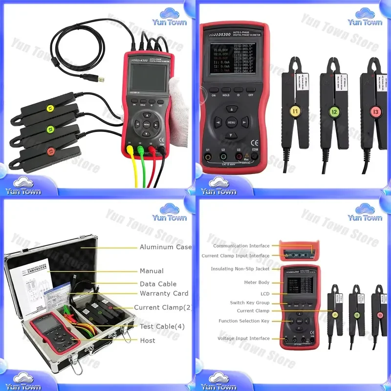 Digital Three-Phase Phase Voltmeter for 4300 AC 0.00V-600V with TFT Color LCD Display for Electrical Testing Equipment