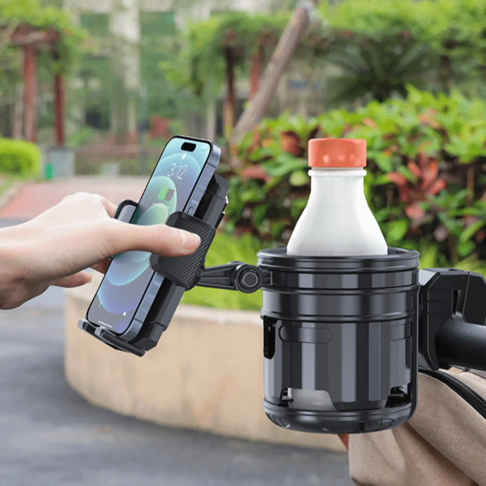 3 In 1 Baby Stroller Cup Holder Portable Multi-functional Phone Holder Rotation Universal Bicycle Cart Bottle Rack Baby Stroller