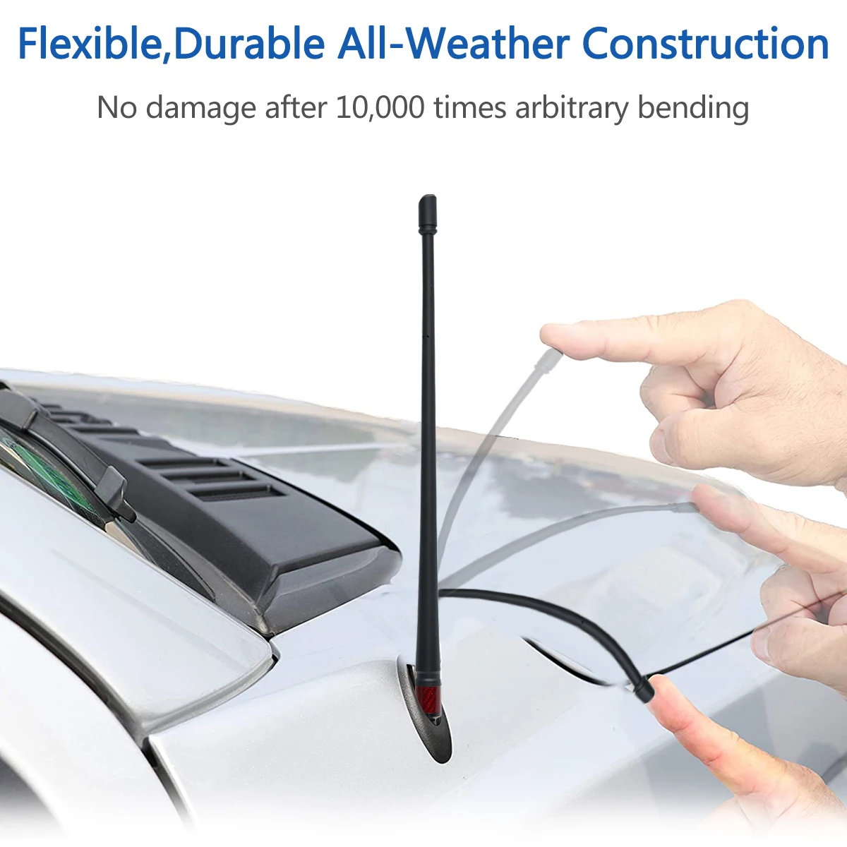 ABBREE AR-162 Car Mobile Radio Antenna AM FM High Gain Flexible Rubber Vehicle Antenna for Jeep Toyota Ford Mazda Audi Honda WRC