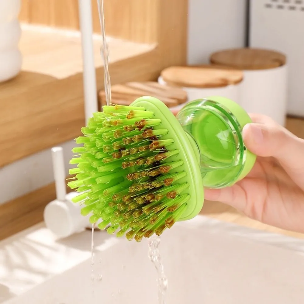 New Self Dispensing Dish Brush Round Bristle Head Ergonomic Grip Kitchen Cleaning Brush Dishwashing Brush Cookware Cleaning