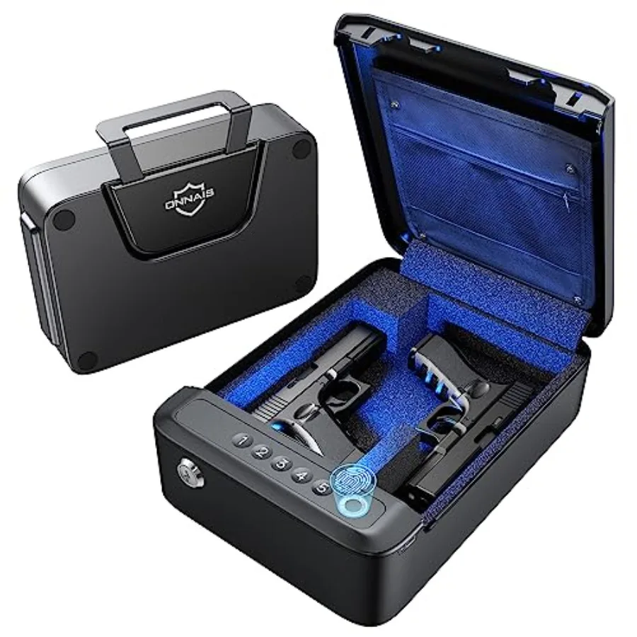

Alloy SE Rechargeable Portable Gun Safe Biometric Gun Safe for Pistols Fingerprint Handgun Safe with Keys Keypad Pistol