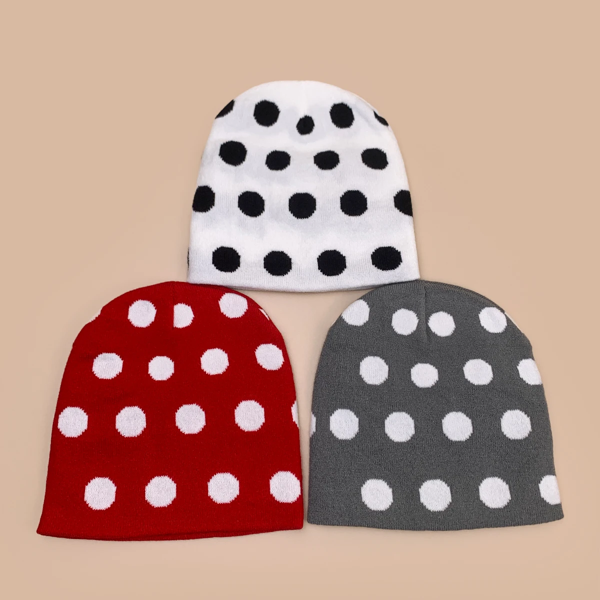 Retro Personal Jacquard Round Wave Dots Knitted Hats New Men Women Warm Color Block Versatile Niche Fashion Casual Ins Beanies