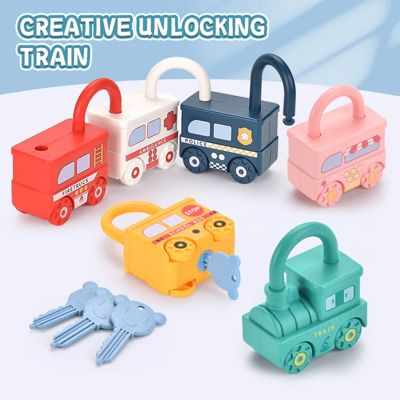 Children's Unlocking Toy Set Car Lock, Montessori Education Letter Matching Home School Mathematics Toys Baby Word Cognition