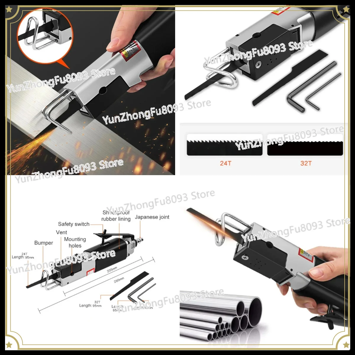 Powerful 9000bpm 90PSI Pneumatic Reciprocating Saw Automobile Sheet Metal Cutting Hacksaw Cutter Car Repairing Tool