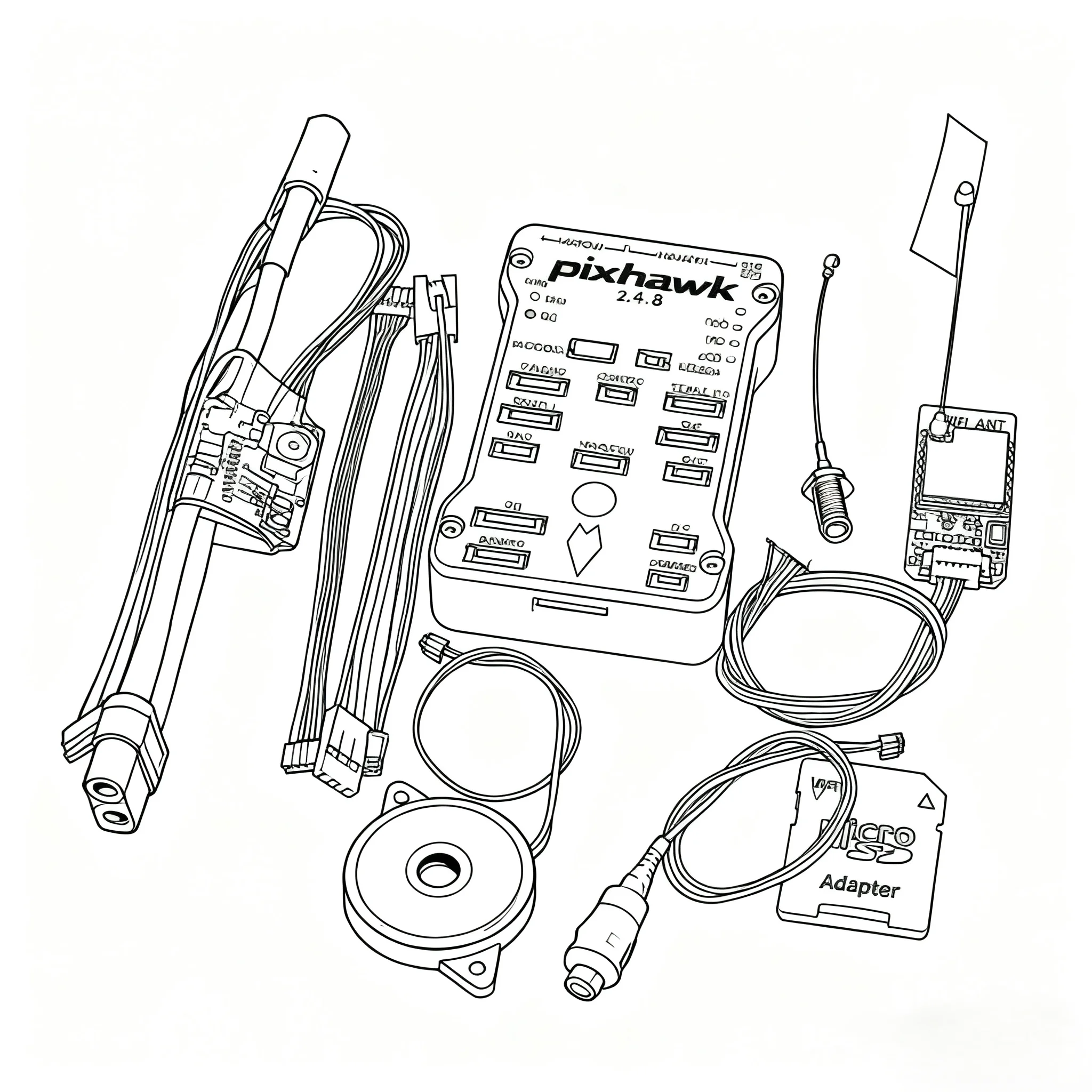 

Модуль Rctosky Pixhawk WIFI V2.0 PX4 PIX 2.4.8 32-битный контроллер полета Автопилот 4G TF Защитный переключатель Зуммер