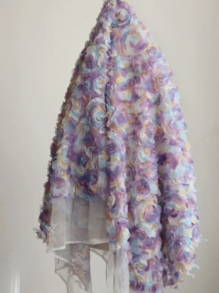 

Colorful Rose Fabric Dress Clothing Background Fabrics Designer Apparel Sewing Cloth Wholesale for By Meter Diy Material