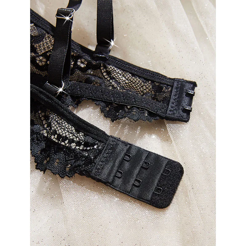 Seksowna bielizna koronkowa, prześwitująca, erotyczna, ultracienka bielizna, romantyczny zestaw biustonosza i majtek, damski zestaw bielizny.