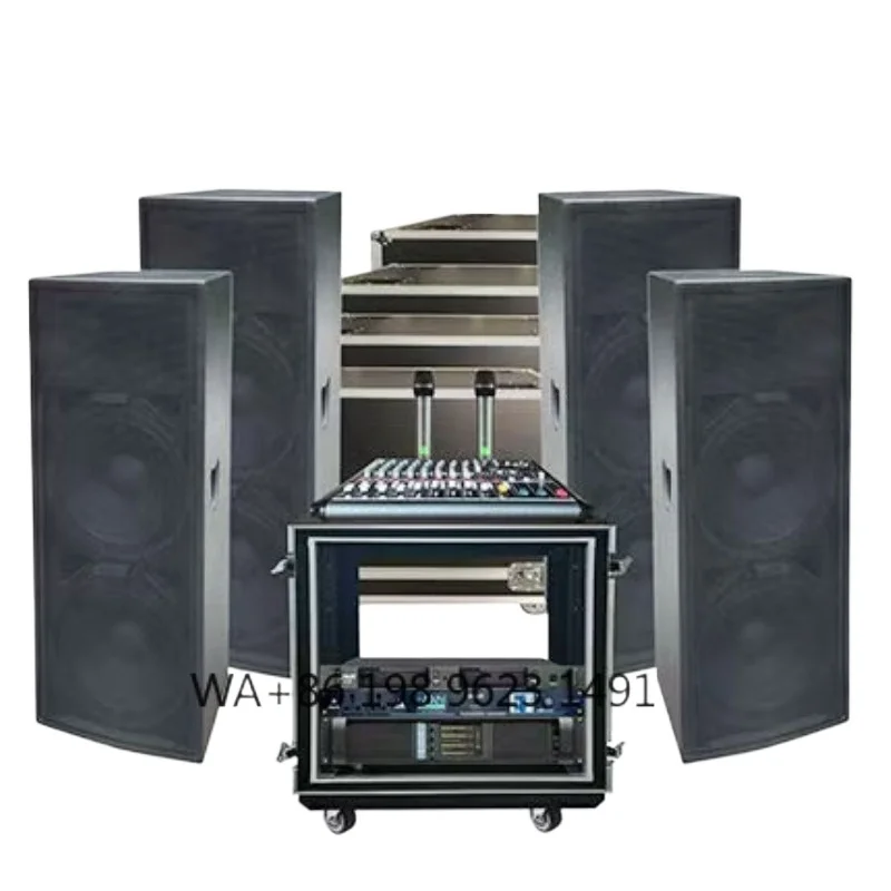 Dual 15 Inch 700W Passive Plywood PA Loudspeaker Professional Sound System for Outdoor Stage Concert Large Event Performance