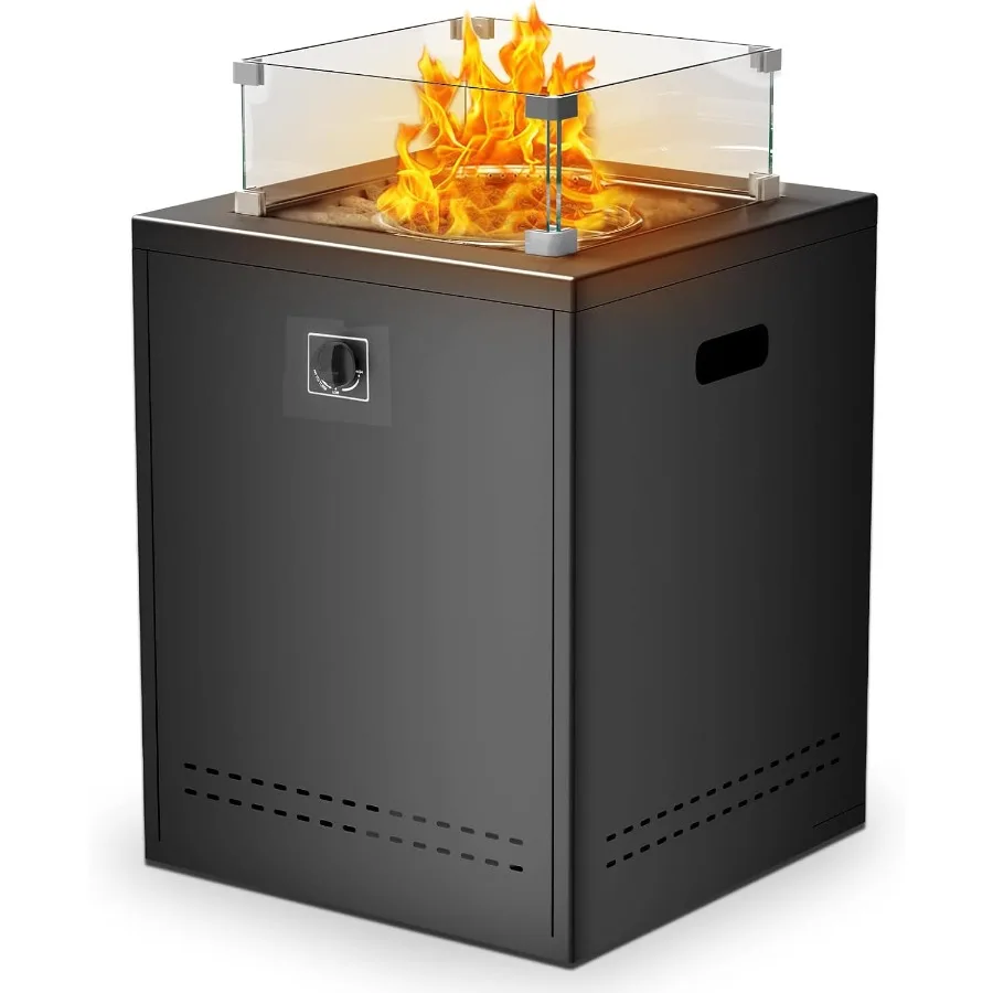 

20-дюймовый квадратный бедимный стол для костра с пропаном, лавовыми камнями и стеклянной ветрозащитой для наружного патио, балкона, сада, декабрь