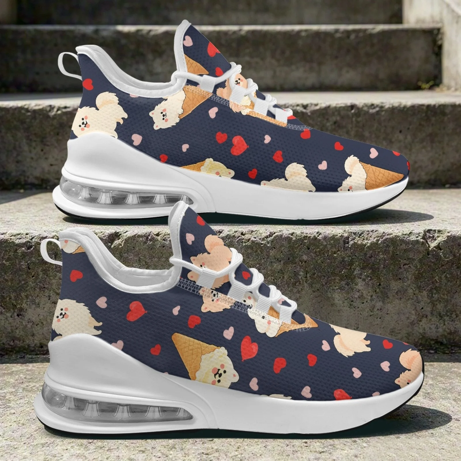PENSTROLL Mesh & EVA Fashion Walking Shoes Durable Women Sneakers for Teenagers Athletic Puppy Ice Cream