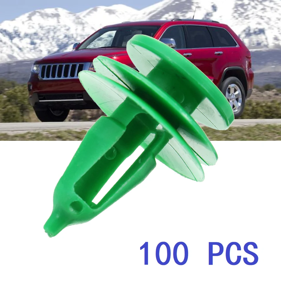 100PCS Car Door Panel Trim Fasteners  Accessories Green Plastic Pistons Clips For Chrysler WJ Jeep Grand Cherokee 6503204