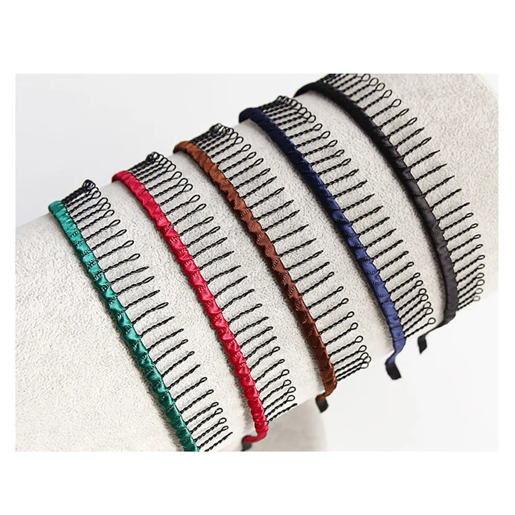 

7Pcs Metal Anti-Slip Hairbands Mixed Colors Long Teeth Hair Hoops Sports Makeup Face Washing Hair Accessories Hairband