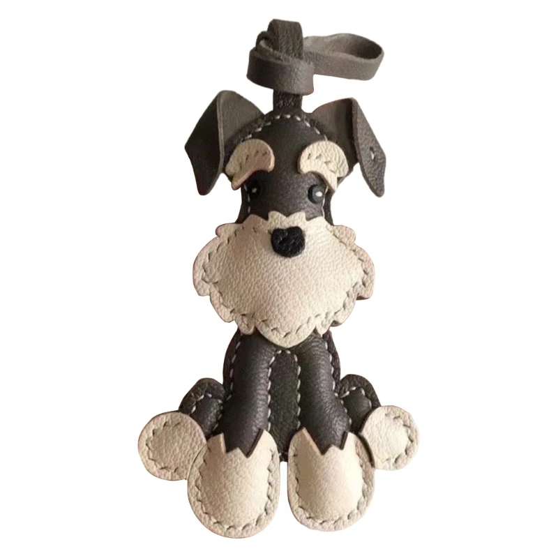 Schnauzer Leather Key Holder Leather Schnauzer Keychain Charm Handmade Dog Lover's Essential Keyring Jewelry