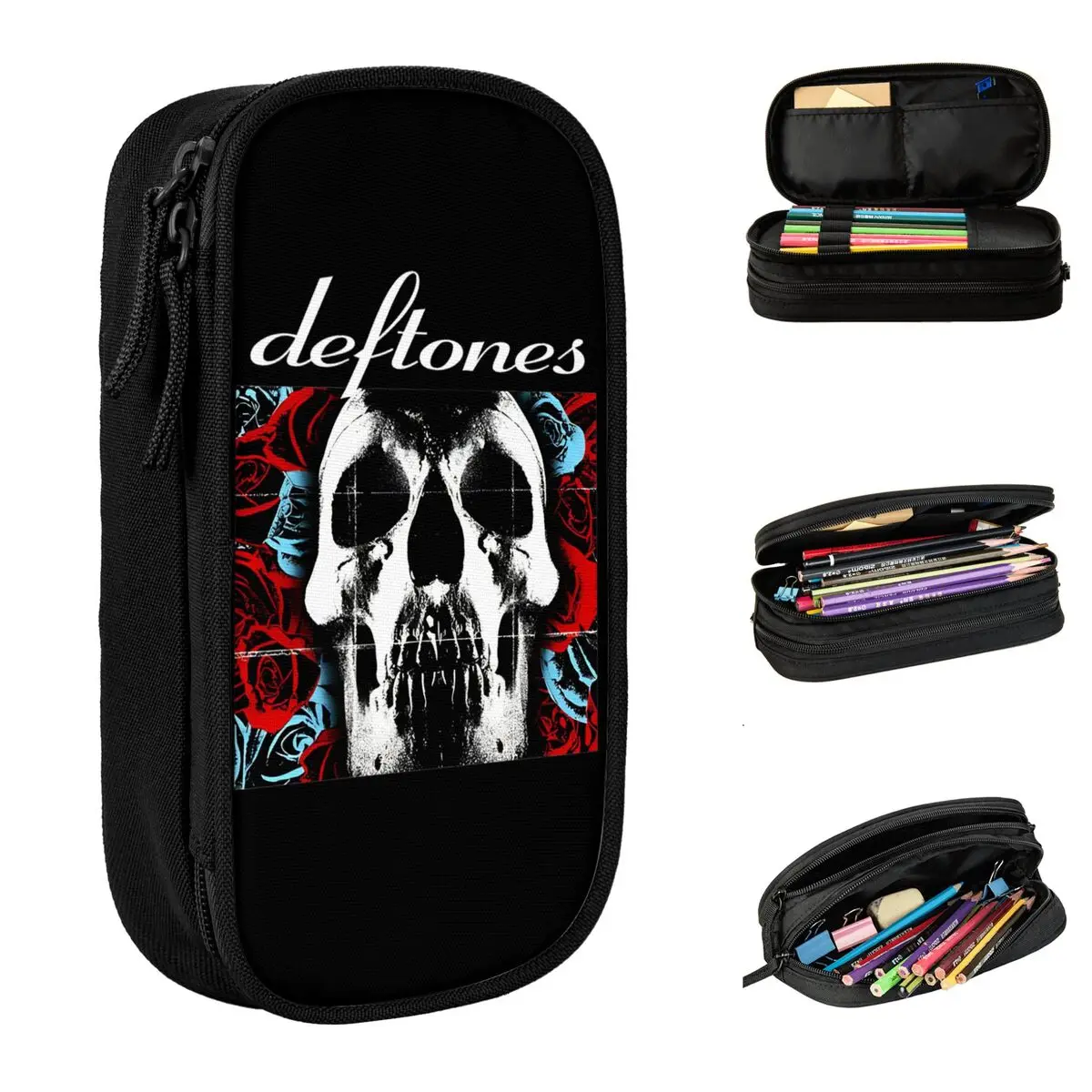 Deftones Rock Band Ohms White Pony Pencil Case Pencil Box Pen Box per studenti grandi borse portaoggetti materiale scolastico cancelleria