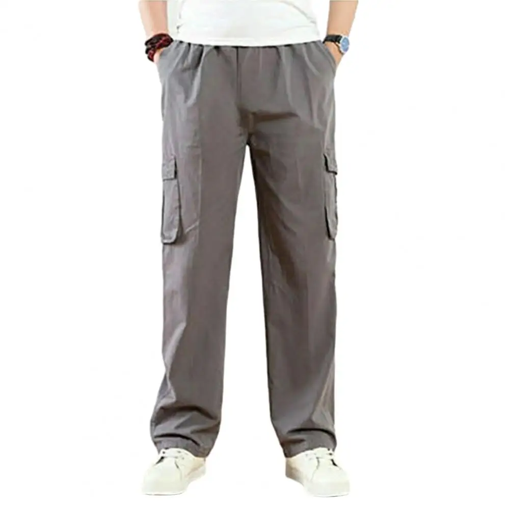 Pantalon Streetwear à Jambes Larges pour Homme, Taille artificiel astique, Poches Multiples, pour le Confort, Respirant, Style Fonctionnel