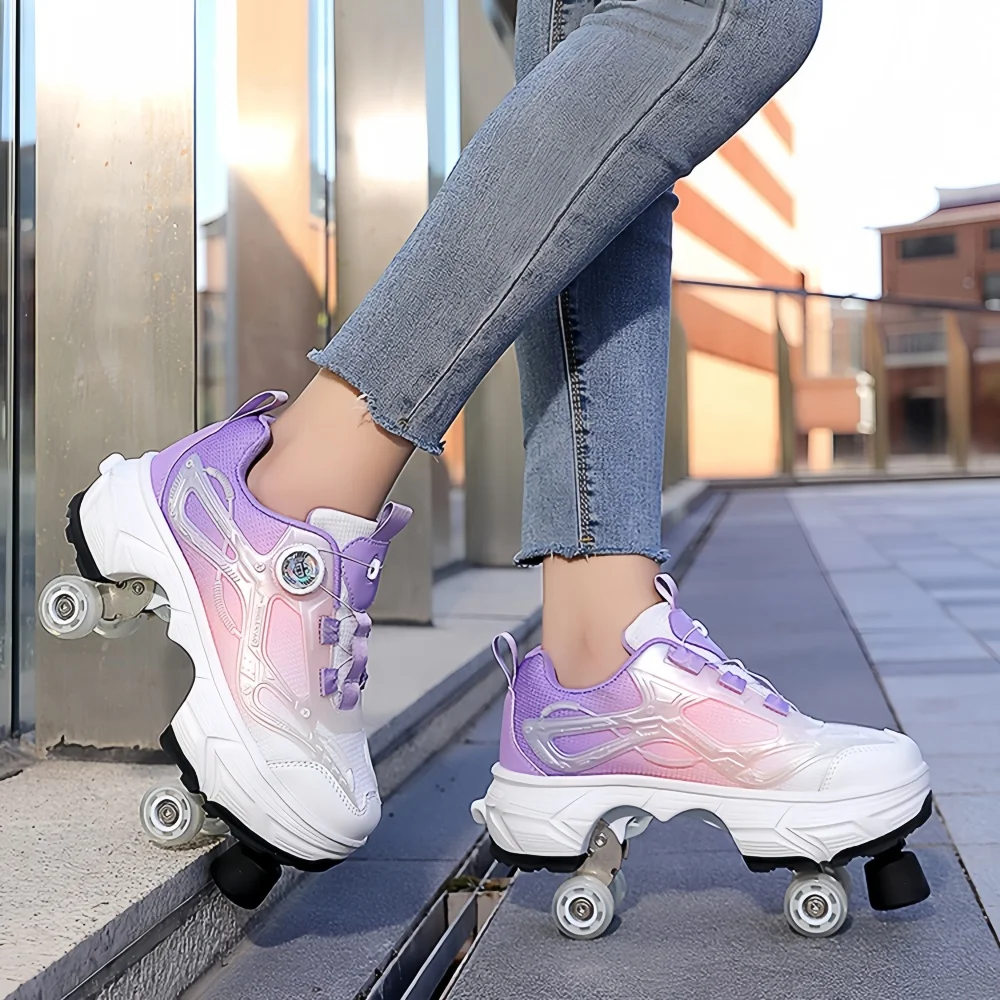 

Pop-up Roller Skates with Brake for Street Youth Automatic Retractable 4 Wheel High Top Sneakers Ideal Gift